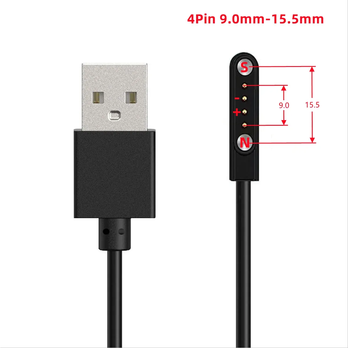 Câble de charge magnétique USB vers Pogo Pin 2, 4 ou 5 broches pour montre connectée, écouteurs et bracelet connecté, 60 cm, 5 V 18