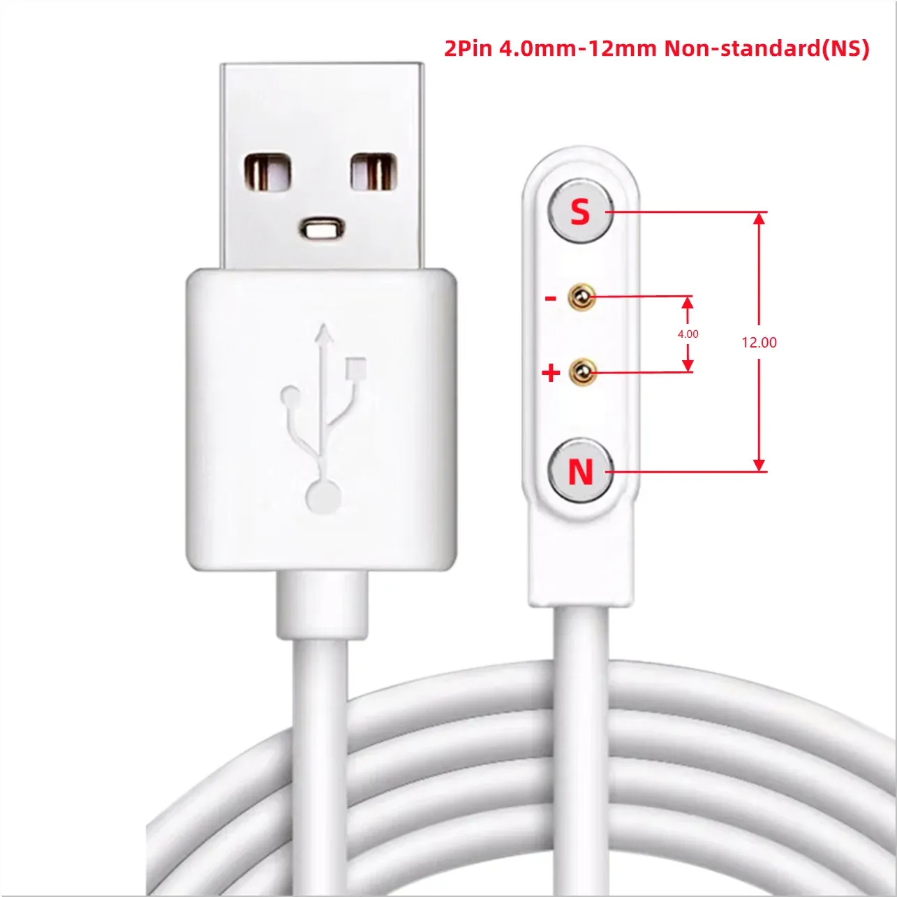 Câble de charge magnétique USB vers Pogo Pin 2, 4 ou 5 broches pour montre connectée, écouteurs et bracelet connecté, 60 cm, 5 V 13