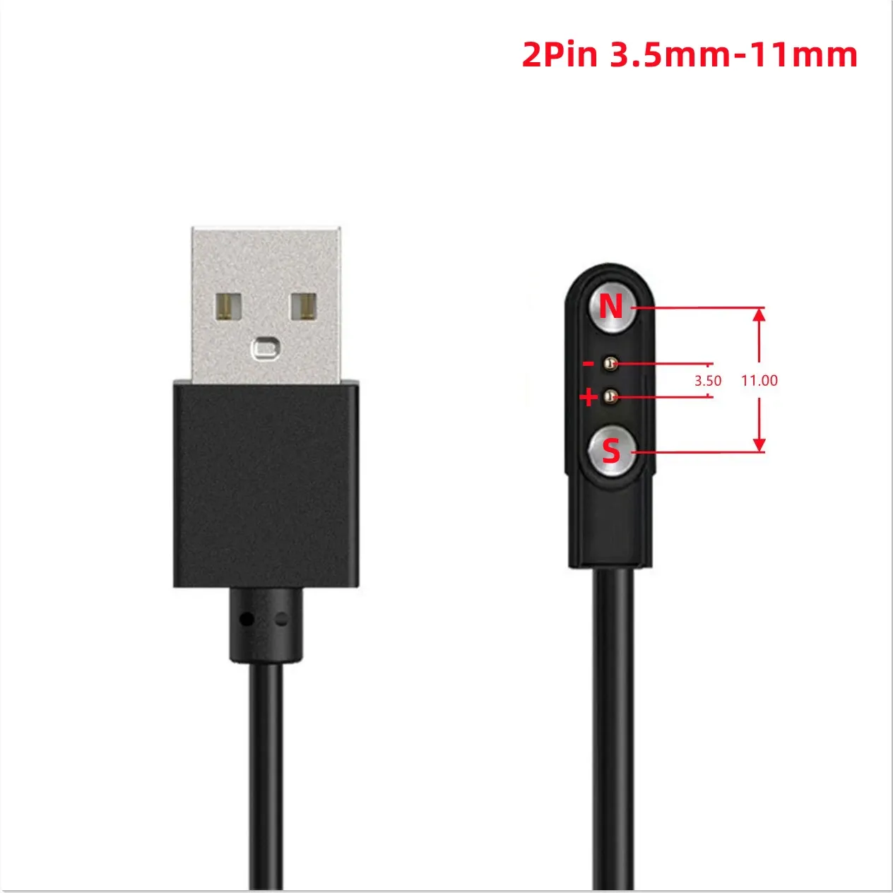 Câble de charge magnétique USB vers Pogo Pin 2, 4 ou 5 broches pour montre connectée, écouteurs et bracelet connecté, 60 cm, 5 V 14