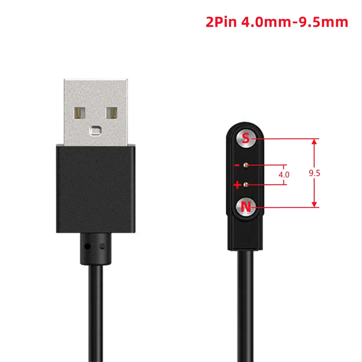 Câble de charge magnétique USB vers Pogo Pin 2, 4 ou 5 broches pour montre connectée, écouteurs et bracelet connecté, 60 cm, 5 V 15