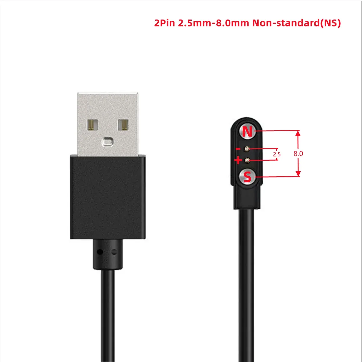 Câble de charge magnétique USB vers Pogo Pin 2, 4 ou 5 broches pour montre connectée, écouteurs et bracelet connecté, 60 cm, 5 V 11