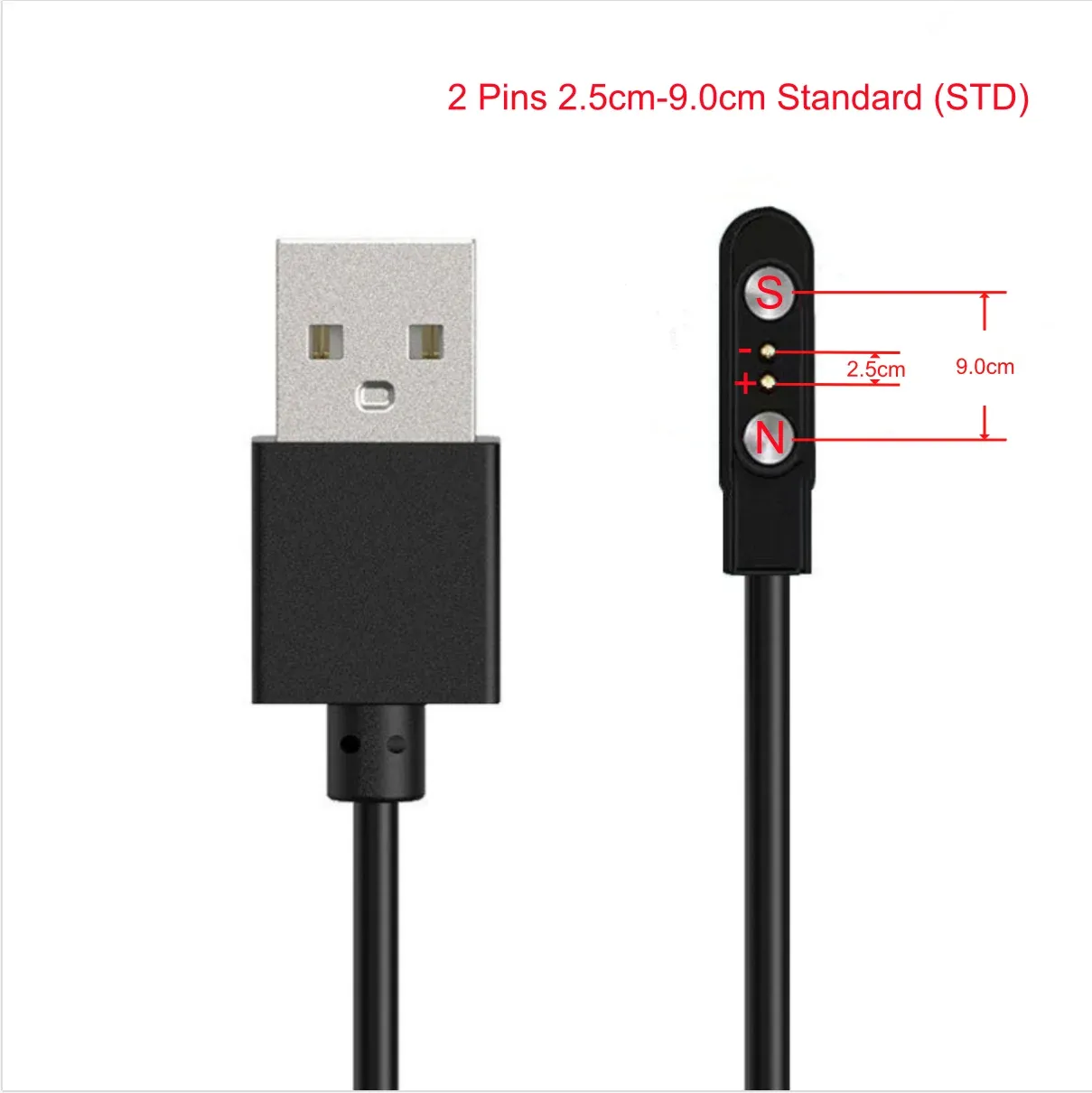 Câble de charge magnétique USB vers Pogo Pin 2, 4 ou 5 broches pour montre connectée, écouteurs et bracelet connecté, 60 cm, 5 V 7