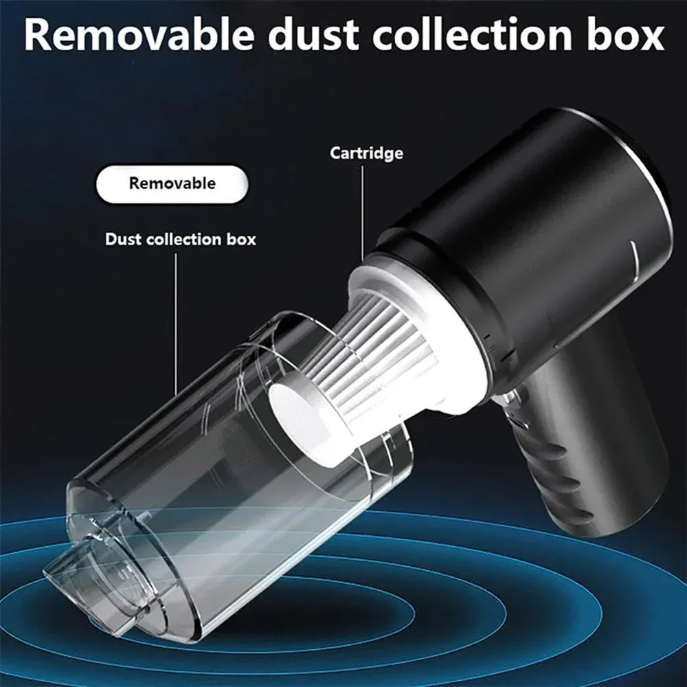 Aspirateur portable mini USB rechargeable à main haute puissance, à forte aspiration et entièrement automatique, idéal pour le nettoyage quotidien de la voiture et de la maison. 4