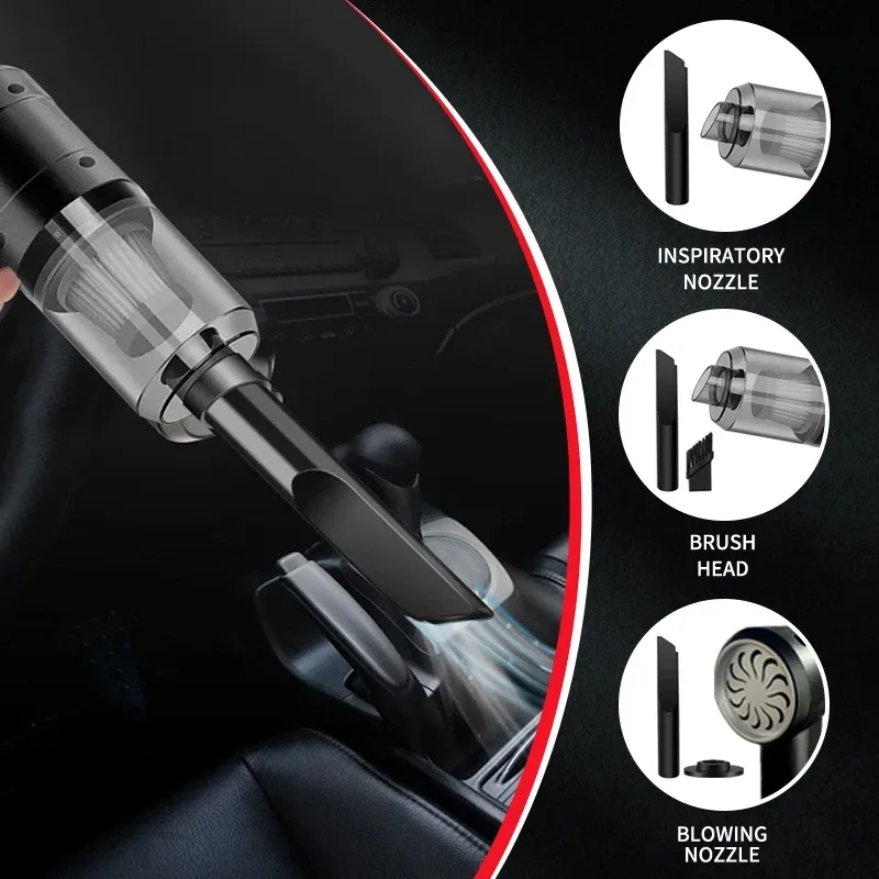 Mini aspirateur de voiture sans fil rechargeable, multifonction 2 en 1 pour voiture et maison 4