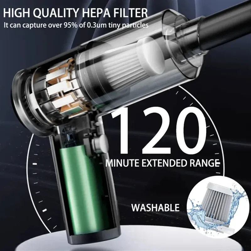 Mini aspirateur de voiture sans fil rechargeable, multifonction 2 en 1 pour voiture et maison 5