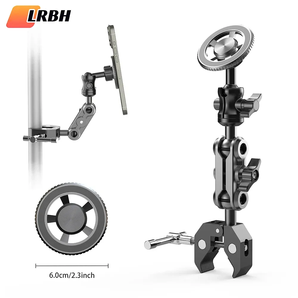 Support de téléphone magnétique entièrement métallique pour tapis de course / vélo d'appartement / poussette / chariot de golf / guidon