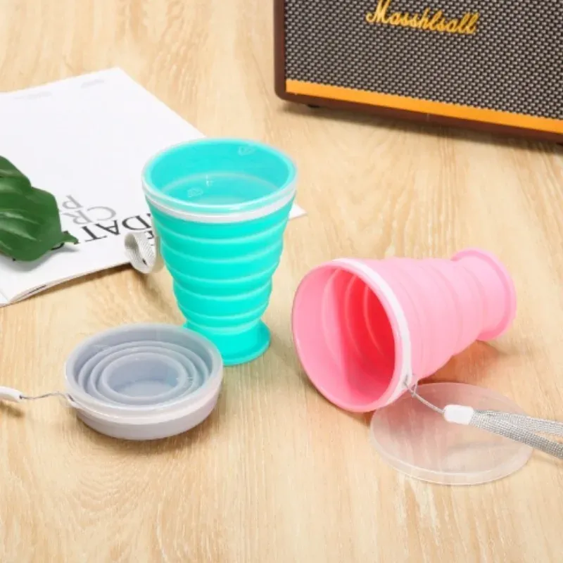 Mug pliable en silicone 300 ml, tasse de voyage portable anti-fuite avec mousqueton 2