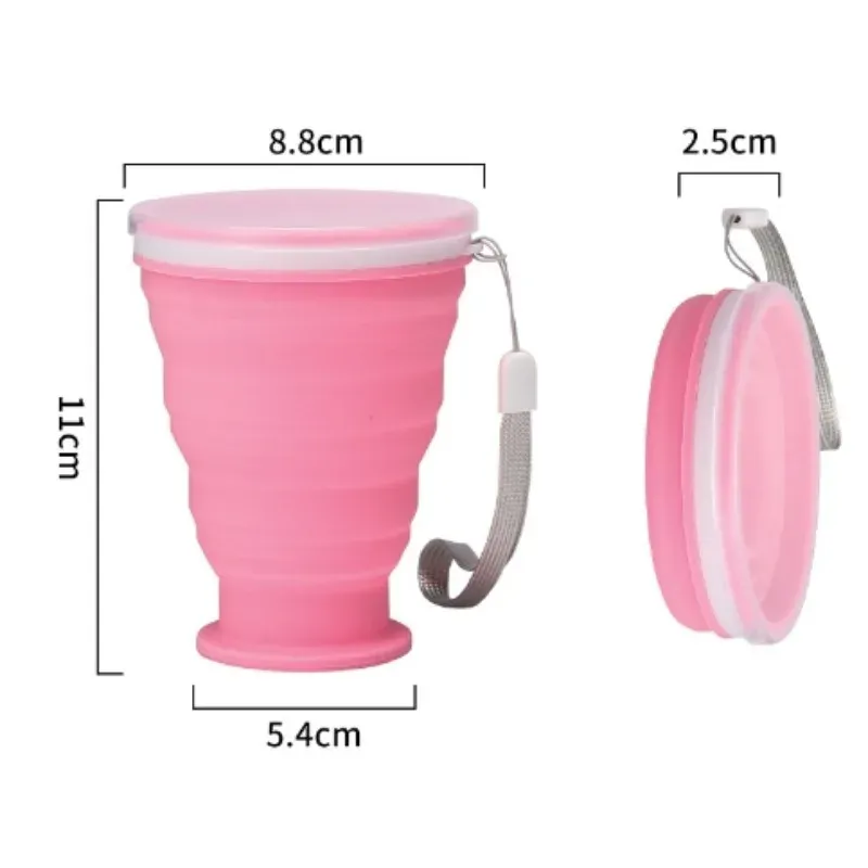 Mug pliable en silicone 300 ml, tasse de voyage portable anti-fuite avec mousqueton 9