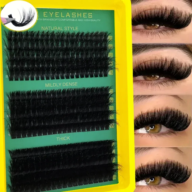 60D80D100D Cils faux épais à longueur mixte, style œil de chat à boucle en D pour un look volumineux et spectaculaire, adaptés aux débutants - Image 1