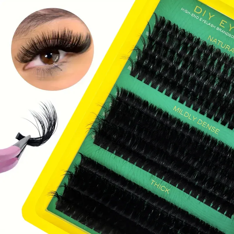 60D80D100D Cils faux épais à longueur mixte, style œil de chat à boucle en D pour un look volumineux et spectaculaire, adaptés aux débutants 2