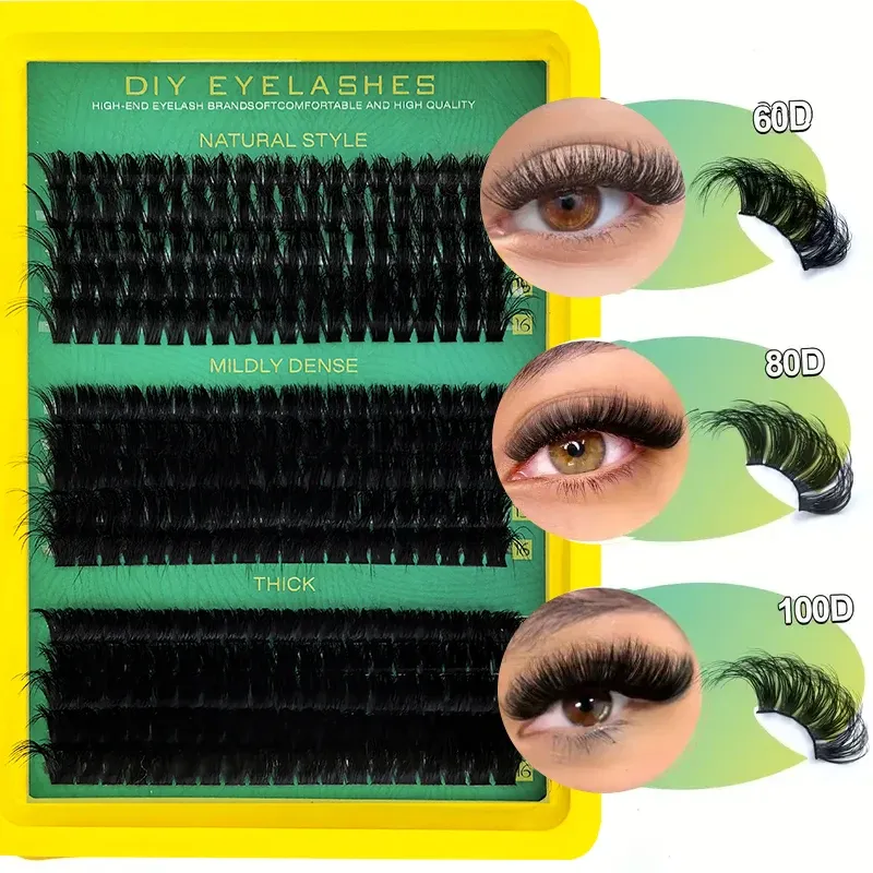 60D80D100D Cils faux épais à longueur mixte, style œil de chat à boucle en D pour un look volumineux et spectaculaire, adaptés aux débutants 10