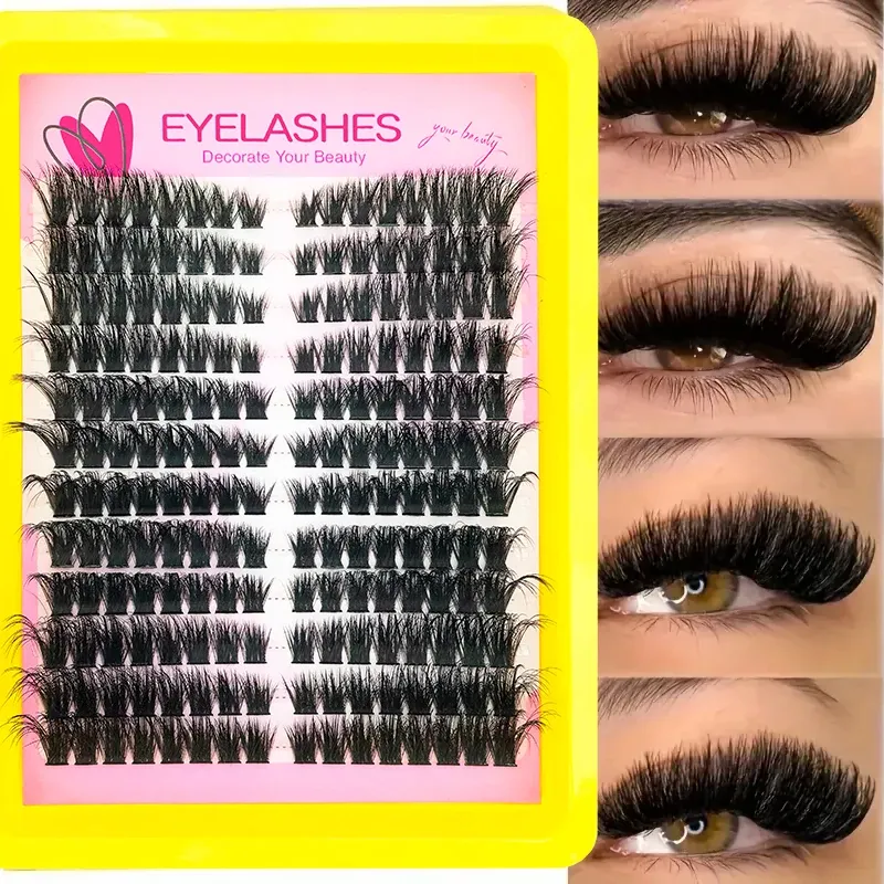 60D80D100D Cils faux épais à longueur mixte, style œil de chat à boucle en D pour un look volumineux et spectaculaire, adaptés aux débutants 8