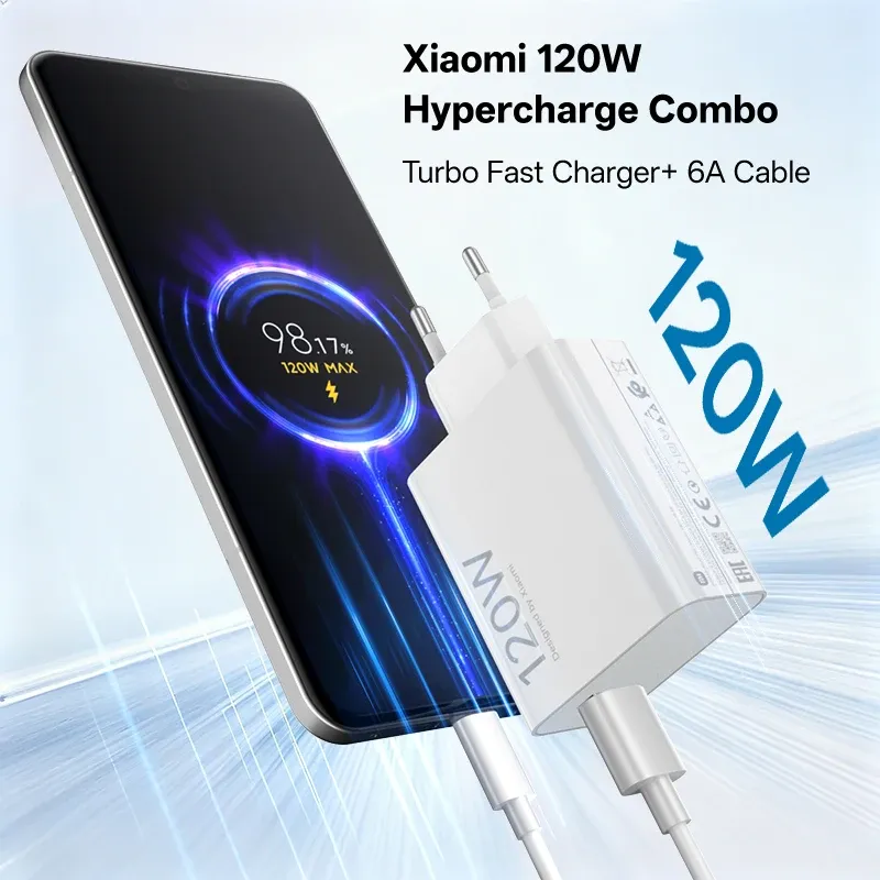 Chargeur rapide Xiaomi d'origine 120 W Turbo, compatible séries Xiaomi, Redmi et POCO 2