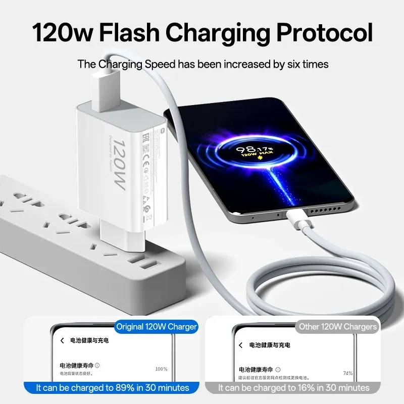 Chargeur rapide Xiaomi d'origine 120 W Turbo, compatible séries Xiaomi, Redmi et POCO 4