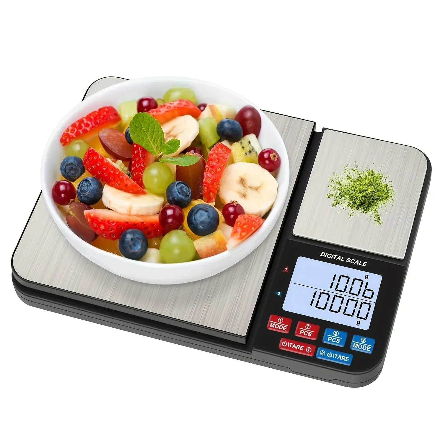 Balance de cuisine numérique grand format à double plateau, avec deux graduations : 0,01 g / 0,001 oz et 0,1 g / 0,01 oz, capacité maximale 5 kg / 11 lb. - Image 1