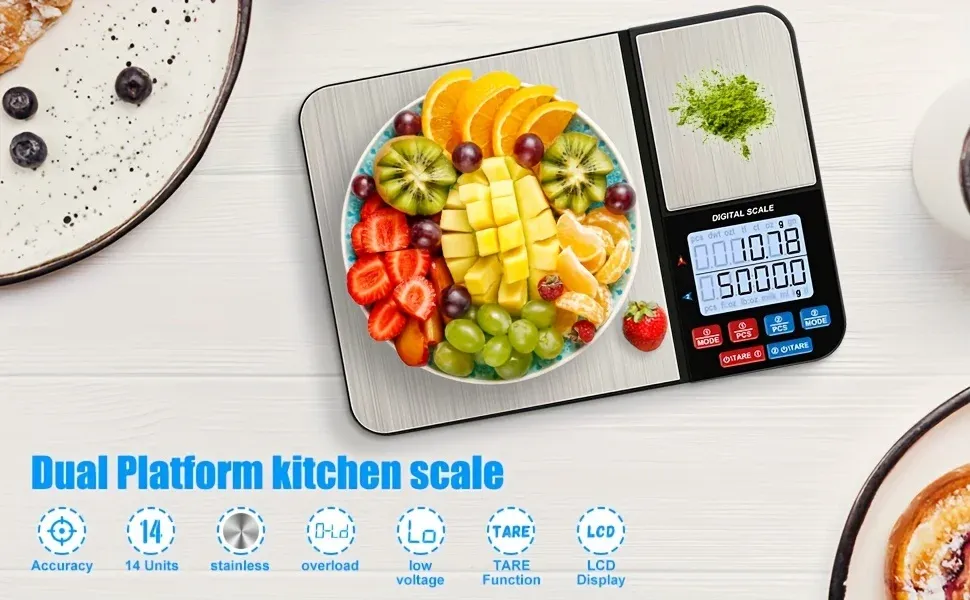 Balance de cuisine numérique à double plateforme