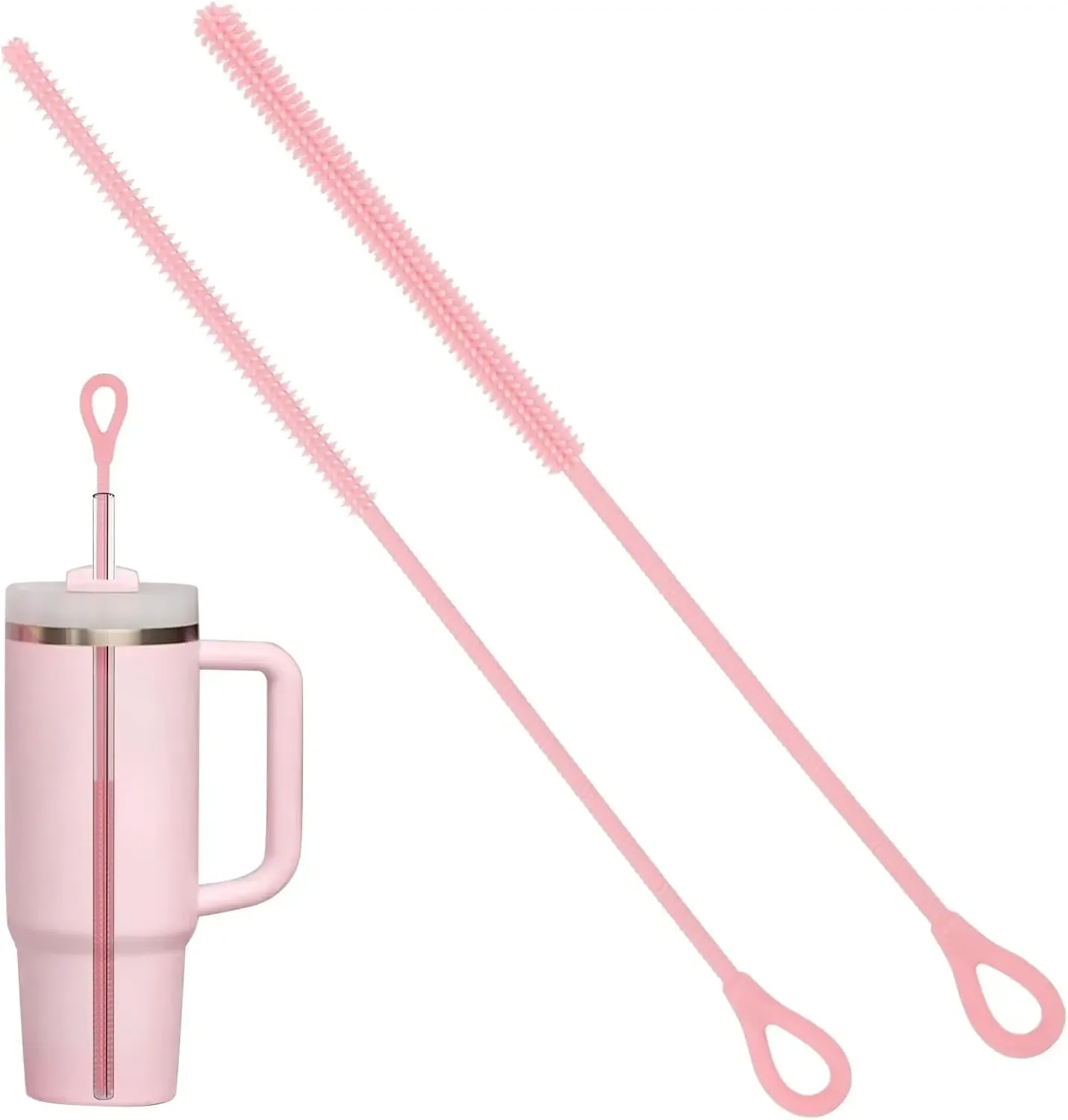 Brosse de nettoyage pour pailles en silicone réutilisable, à âme en acier pliable, souple et extra-longue pour bouteilles - Image 1