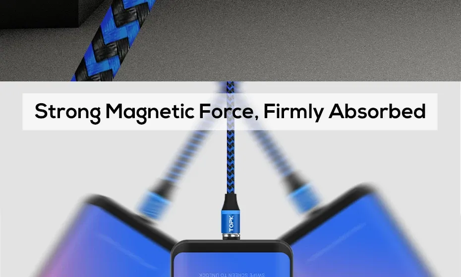 Câble magnétique connecté à un smartphone