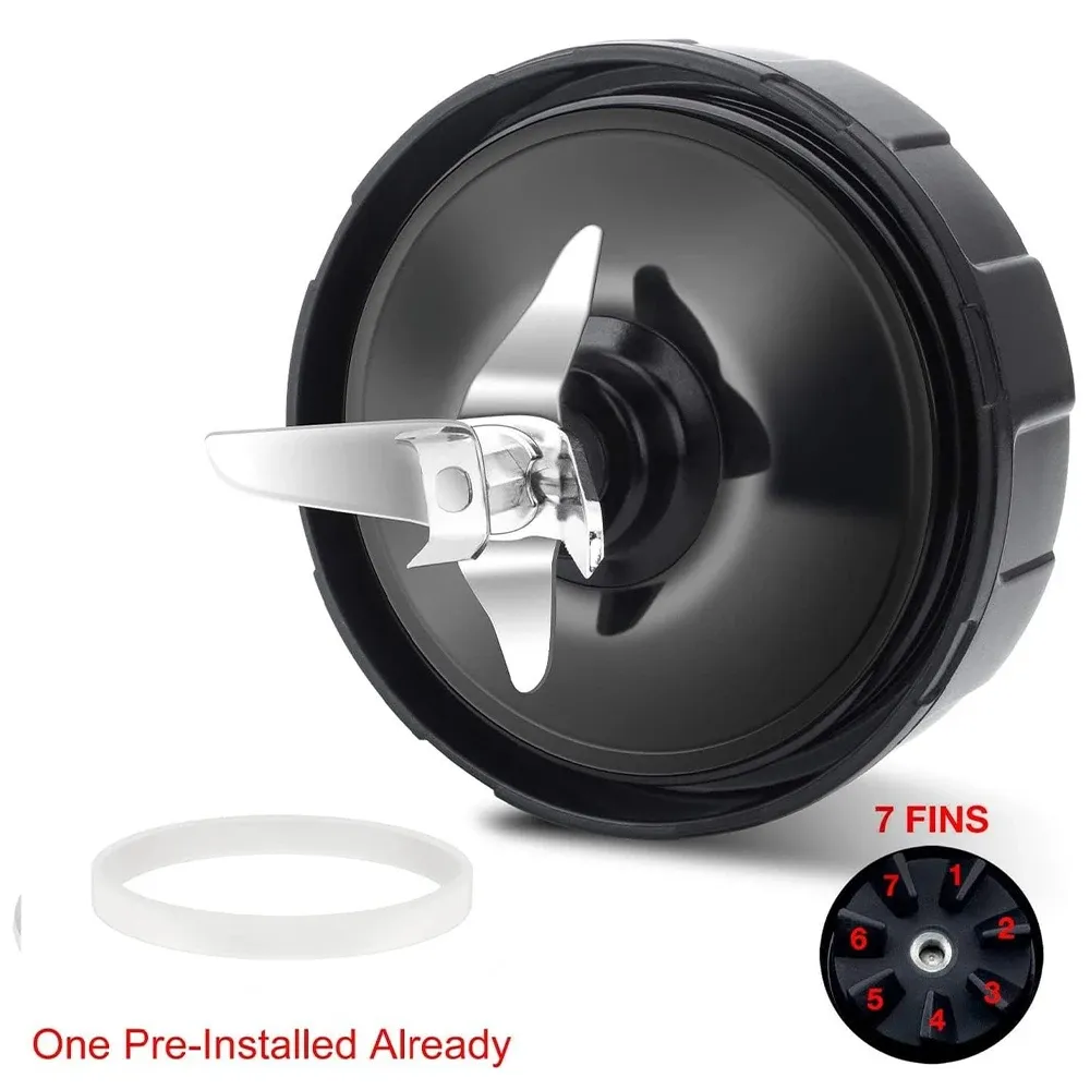 Lame inférieure extractrice à 7 ailettes avec joint d'étanchéité en silicone pour mixeur-blender et presse-agrumes Nutri Ninja Auto IQ BL480, BL481, BL482-30, BL487 5