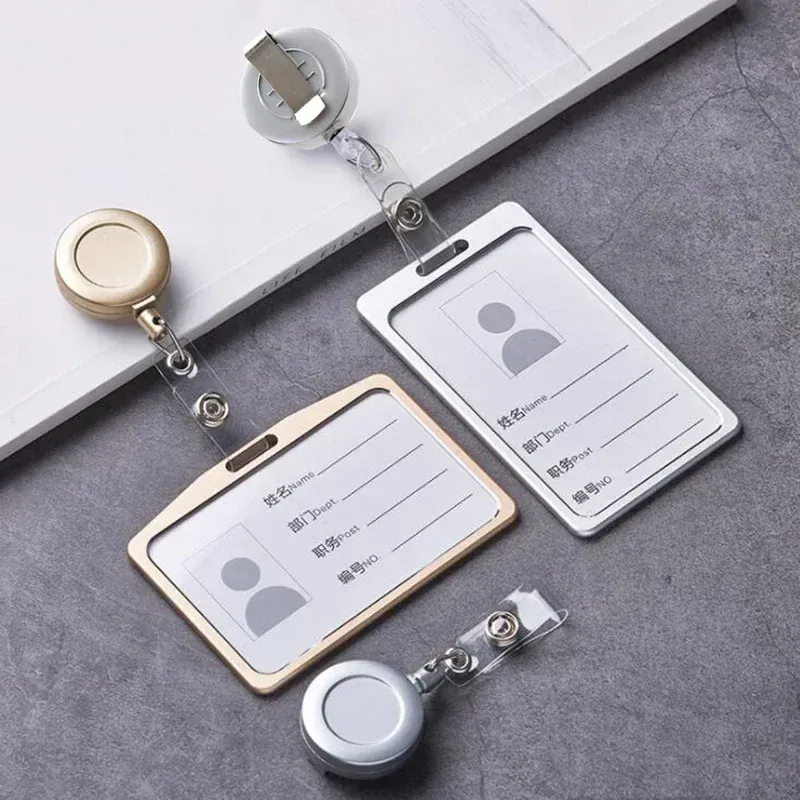Porte-cartes en alliage d'aluminium avec étui ABS rétractable pour badge et cartes de crédit - Image 1