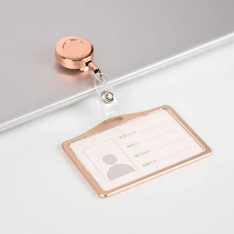 Porte-cartes en alliage d'aluminium avec étui ABS rétractable pour badge et cartes de crédit 2