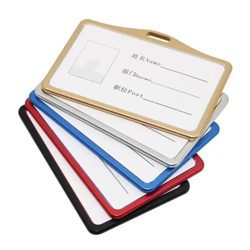 Porte-cartes en alliage d'aluminium avec étui ABS rétractable pour badge et cartes de crédit 5