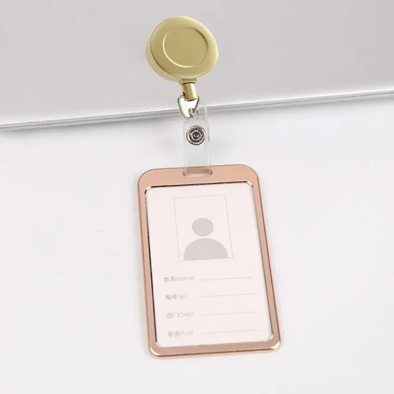 Porte-cartes en alliage d'aluminium avec étui ABS rétractable pour badge et cartes de crédit 32