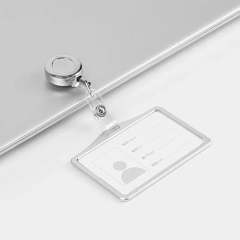 Porte-cartes en alliage d'aluminium avec étui ABS rétractable pour badge et cartes de crédit 31
