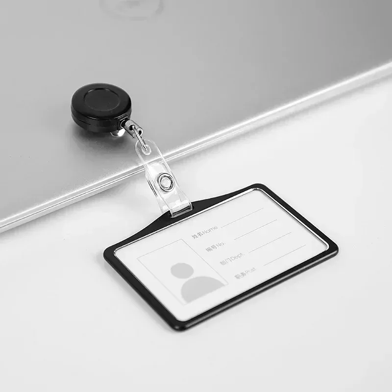 Porte-cartes en alliage d'aluminium avec étui ABS rétractable pour badge et cartes de crédit 12