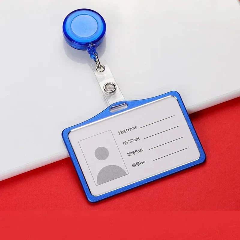 Porte-cartes en alliage d'aluminium avec étui ABS rétractable pour badge et cartes de crédit 9