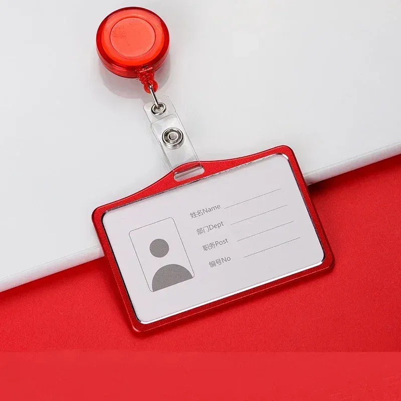 Porte-cartes en alliage d'aluminium avec étui ABS rétractable pour badge et cartes de crédit 10