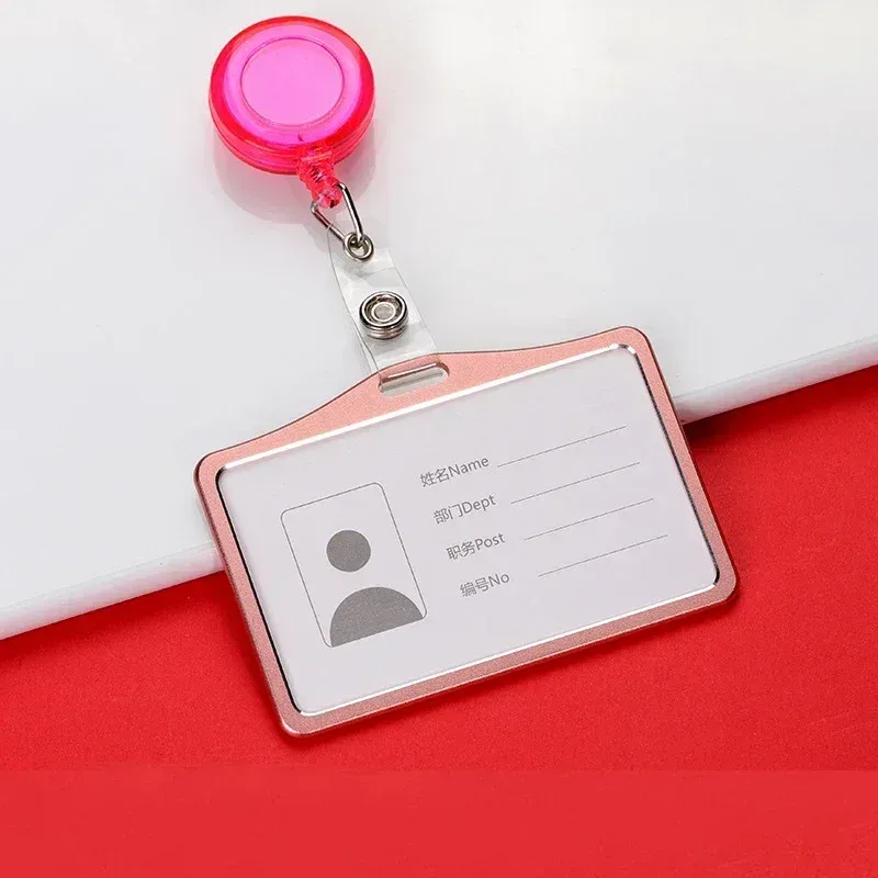 Porte-cartes en alliage d'aluminium avec étui ABS rétractable pour badge et cartes de crédit 18