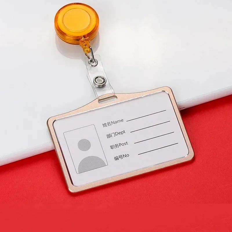 Porte-cartes en alliage d'aluminium avec étui ABS rétractable pour badge et cartes de crédit 19