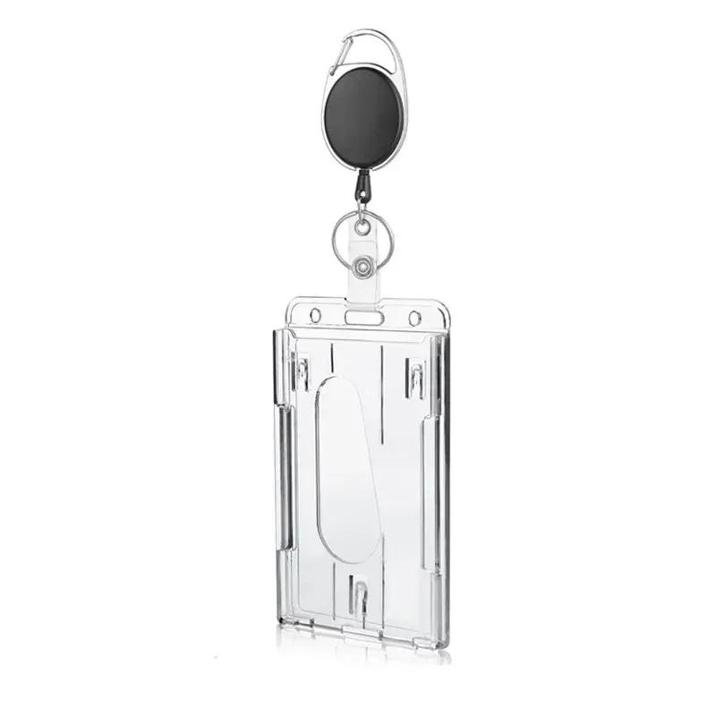 Porte-cartes en alliage d'aluminium avec étui ABS rétractable pour badge et cartes de crédit 56