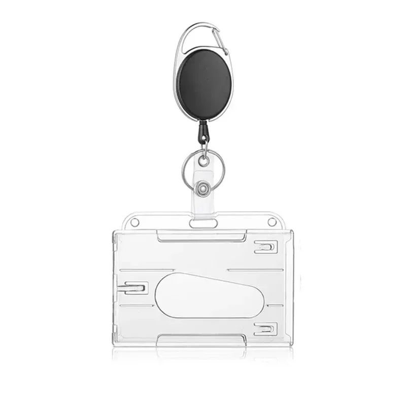 Porte-cartes en alliage d'aluminium avec étui ABS rétractable pour badge et cartes de crédit 57