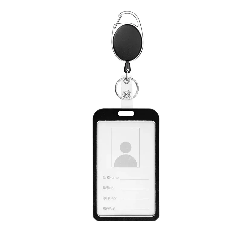 Porte-cartes en alliage d'aluminium avec étui ABS rétractable pour badge et cartes de crédit 52