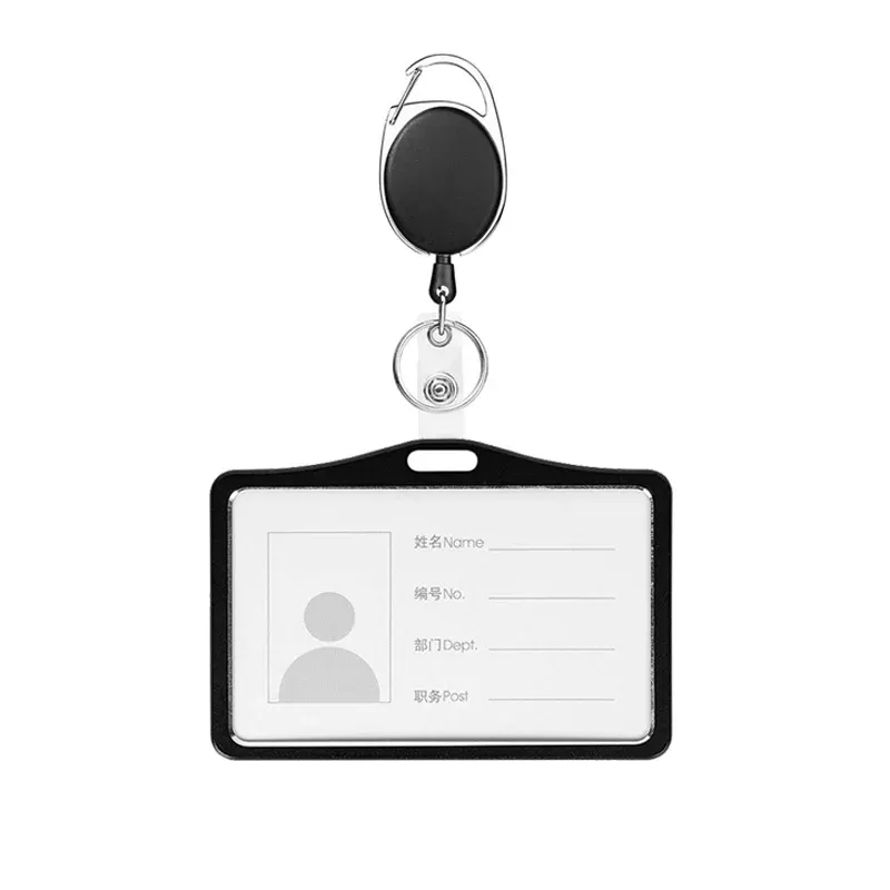 Porte-cartes en alliage d'aluminium avec étui ABS rétractable pour badge et cartes de crédit 53