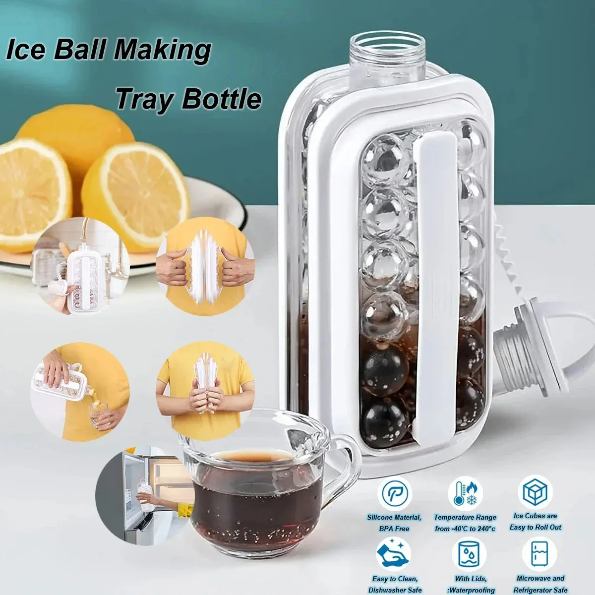Moule à glaçons 2 en 1 pliable et portable pour whisky, bac à glaçons pour réfrigérateur et congélateur - Image 1