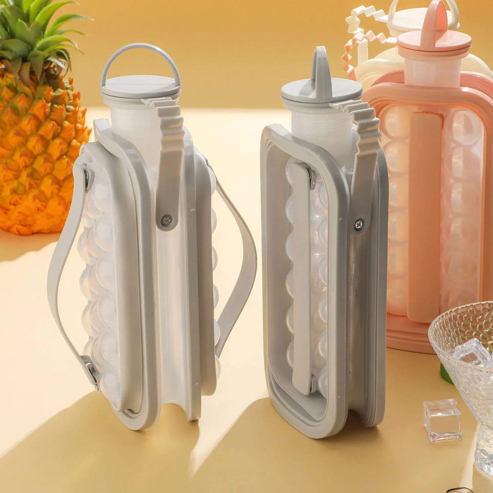 Moule à glaçons 2 en 1 pliable et portable pour whisky, bac à glaçons pour réfrigérateur et congélateur 4