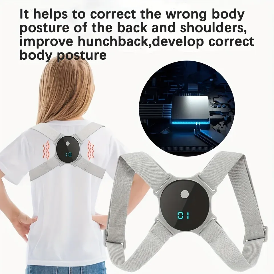 Correcteur de posture électrique intelligent, attelle dorsale, ceinture de soutien lombaire, gilet d'alignement de la colonne vertébrale, rechargeable par USB, pour employés de bureau 3