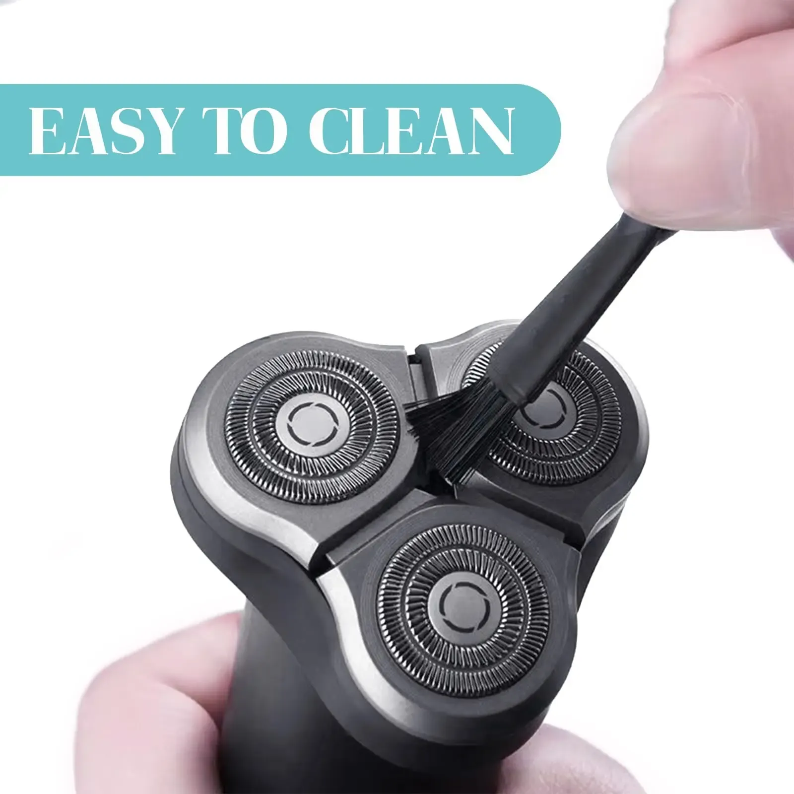 Détail de la brosse de nettoyage pour tondeuse à barbe