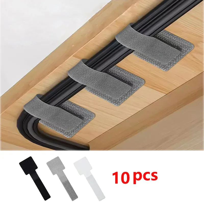 Attaches de câble réutilisables, organisateur de fil de fixation, support de corde, auto-adhésif réglable, sangles d'organisation de cordon, gestion de bureau - Image 1