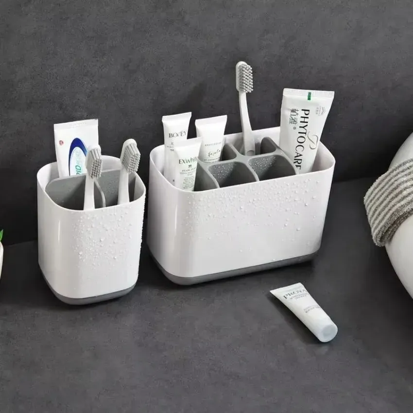 Support de brosse à dents électrique et rangement pour dentifrice, grande capacité, détachable, portable, avec trou d'évacuation