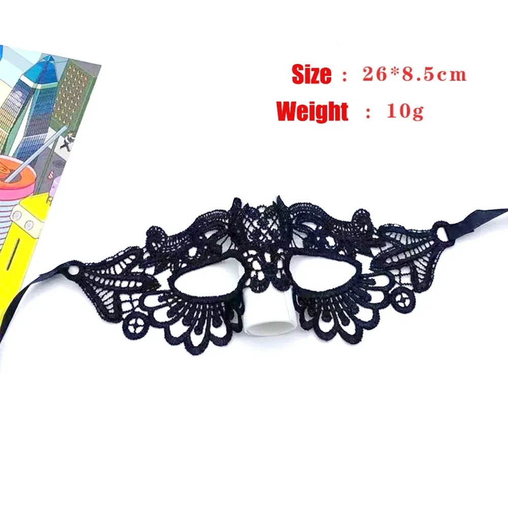 Masque demi-visage en dentelle noire pour femme, accessoire d'Halloween (1 pièce) 6