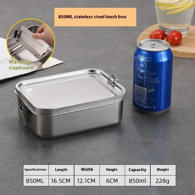 Boîte bento en acier inoxydable avec fermoirs à clips, boîte à déjeuner en métal et contenant de conservation pour aliments, idéale pour le travail et l'école 9