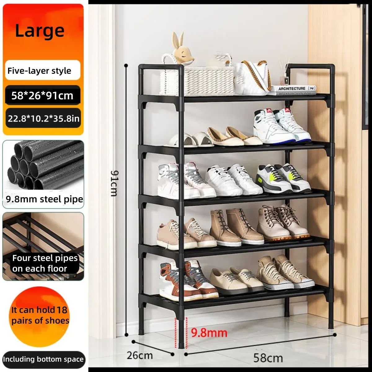Meuble à chaussures multi-niveaux pour entrée, étagère de rangement multifonctionnelle 7