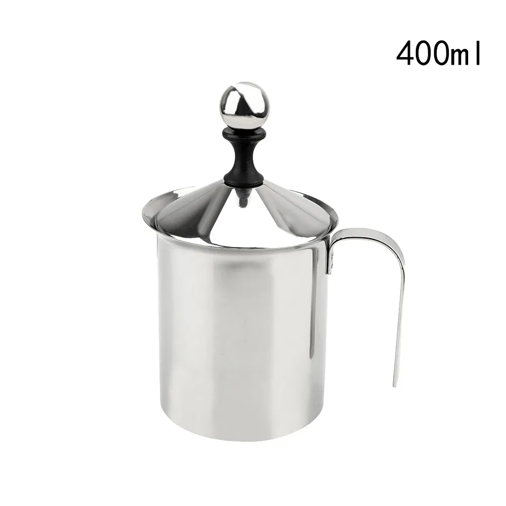 Mousseur à lait manuel 400/800 ml en acier inoxydable, mousseur à café à mailles doubles pour mousse de lait 7