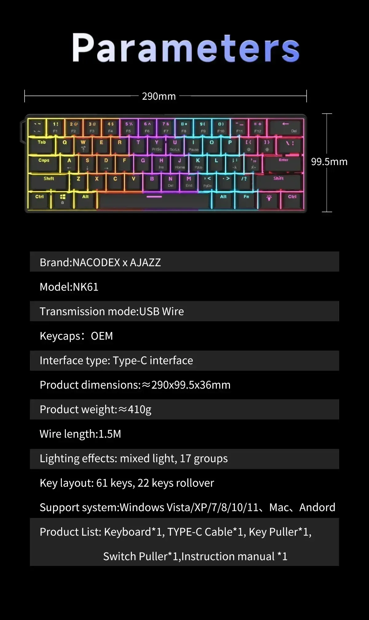 Clavier AJAZZ NK61 en environnement de jeu