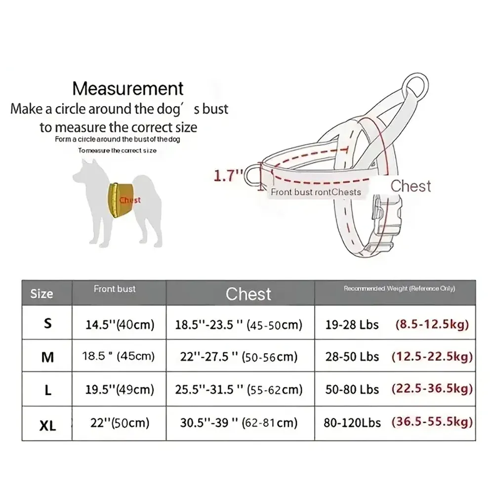 Harnais tactique anti-traction en nylon 1000D pour grand chien, réglable, avec poignée et bandes réfléchissantes 2