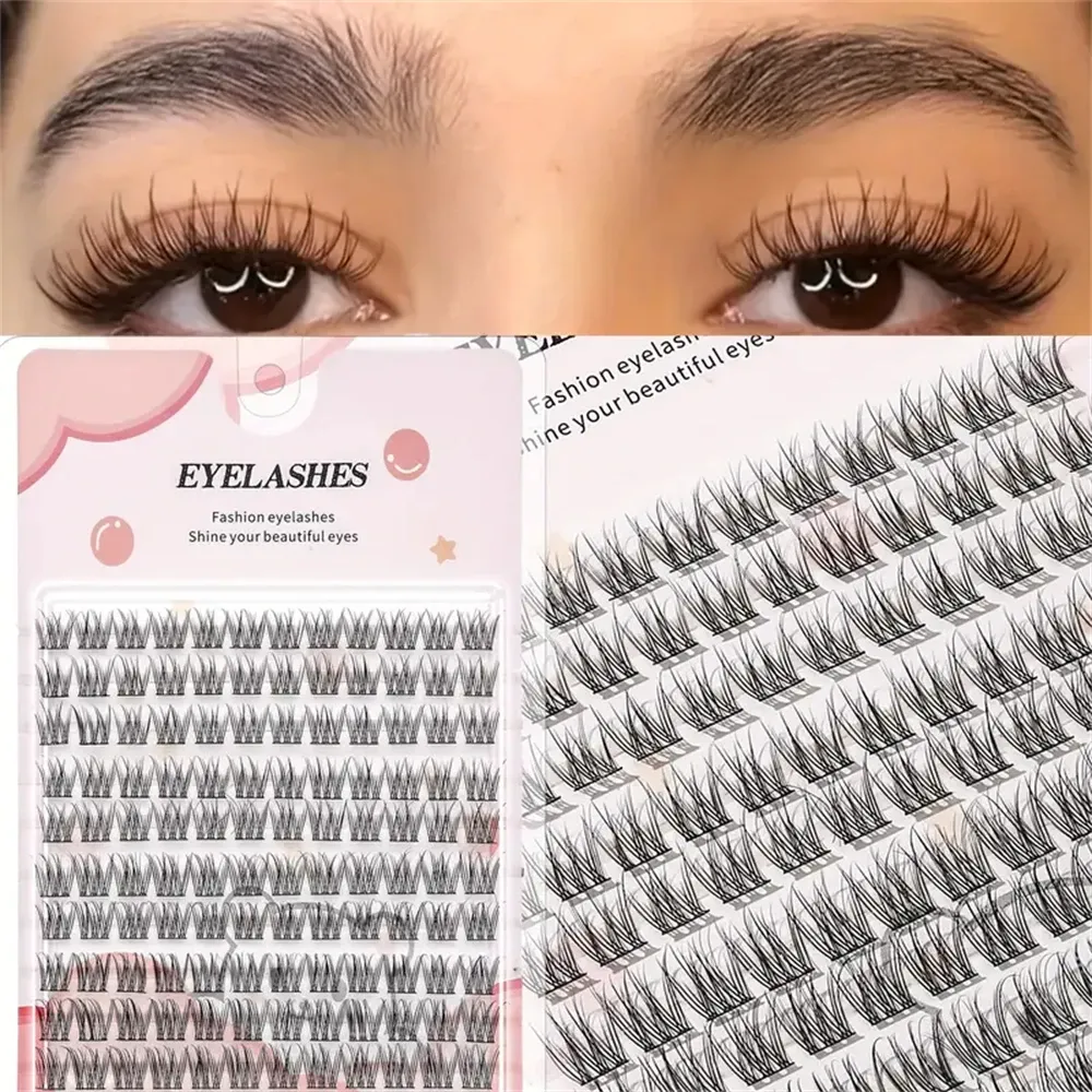 Ensemble de faux cils faciles à appliquer, style dessin animé volumineux, aspect naturel, effet épais et duveteux, bouquets croisés réalistes, design incurvé, réutilisables - Image 1